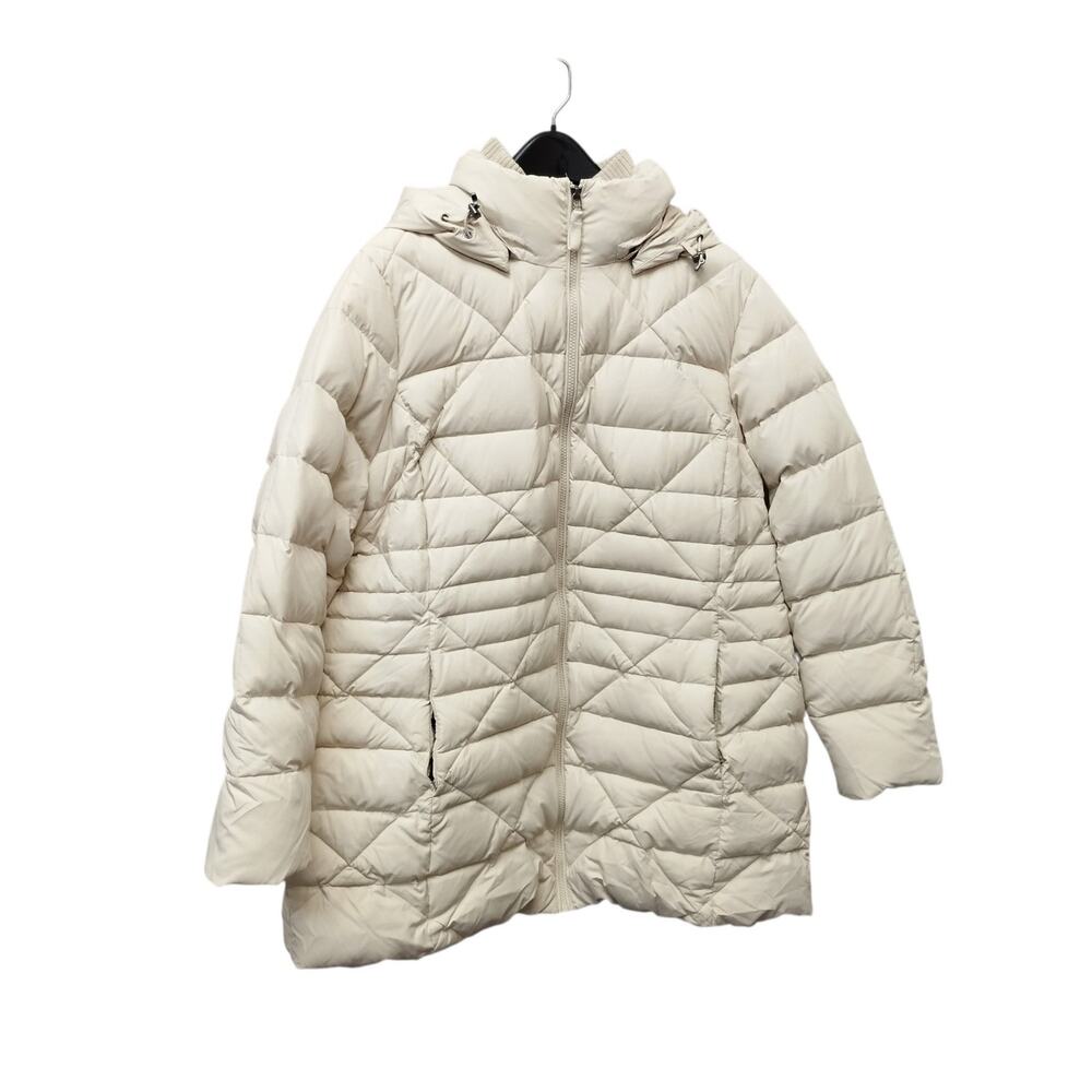 Lands End Womens Quilted Down Puffer Coat 2X Removable Hood Outdoors Winter